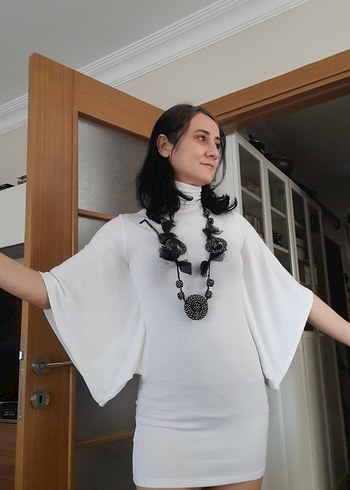 Beyaz Tunik Elbise - Görsel 3