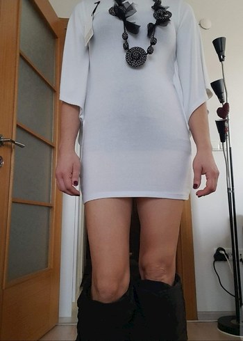 Beyaz Tunik Elbise - Görsel 2