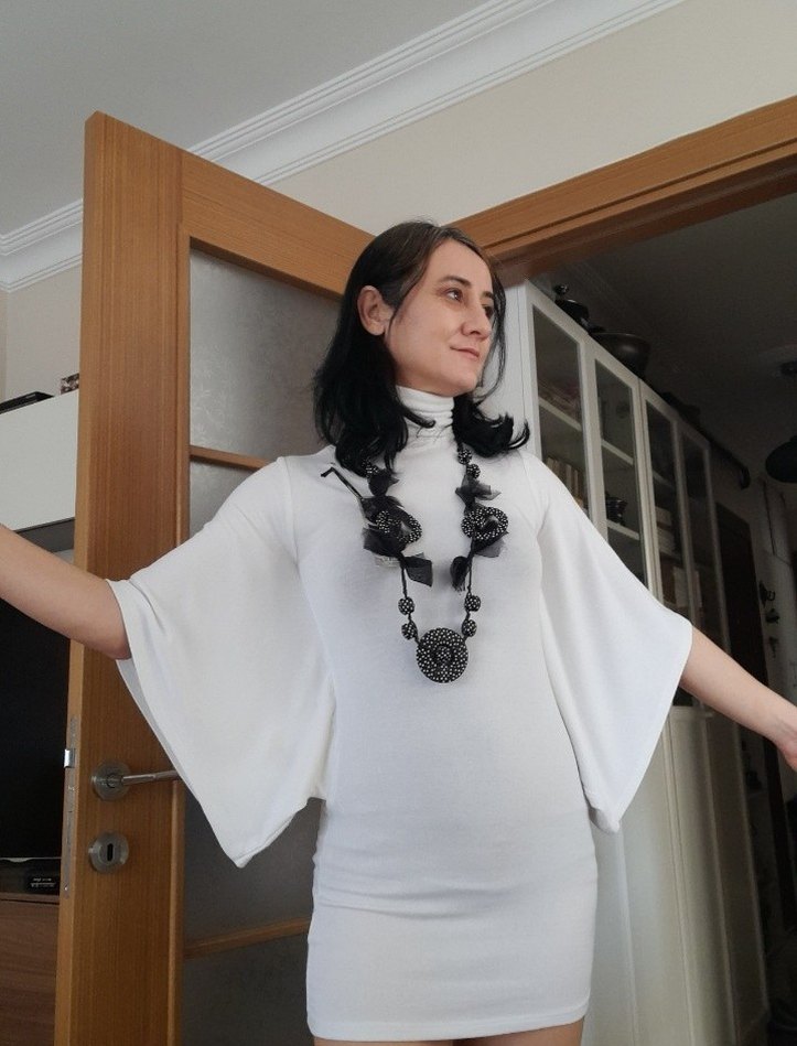 Beyaz Tunik Elbise - Görsel 3