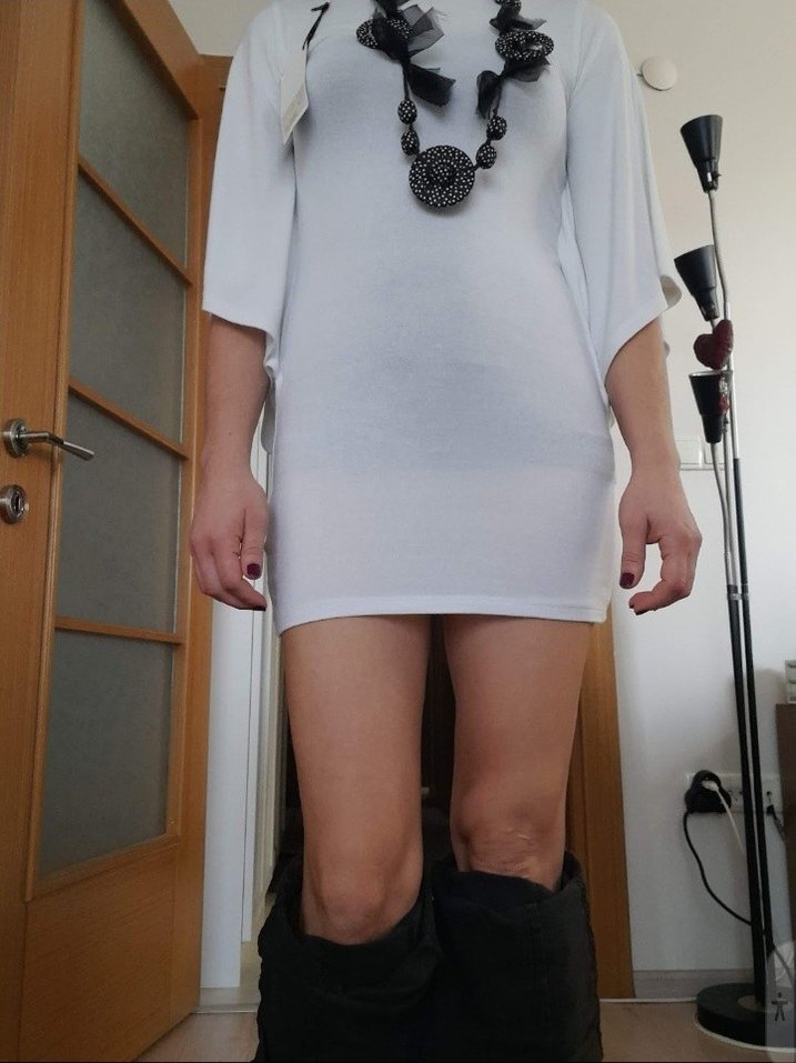 Beyaz Tunik Elbise - Görsel 2