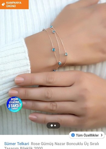 Nazar Boncuklu Gümüş Bileklik - Görsel 2