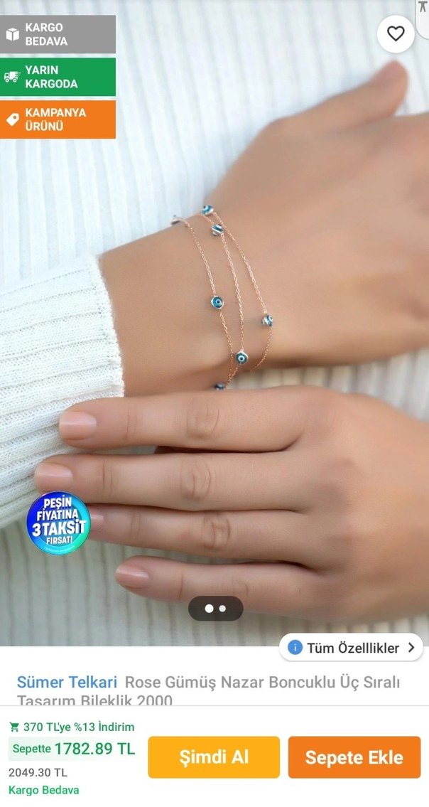 Nazar Boncuklu Gümüş Bileklik - Görsel 2