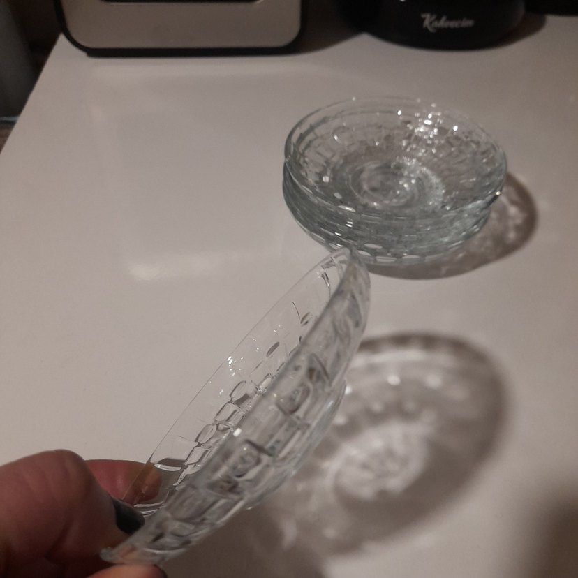 Desenli Cam Çay Tabağı Seti - Görsel 2