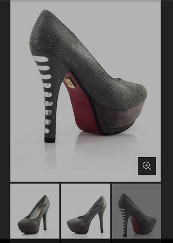 Gri Platform Topuklu Stiletto - Görsel 3