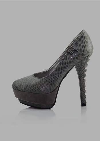 Gri Platform Topuklu Stiletto - Görsel 4