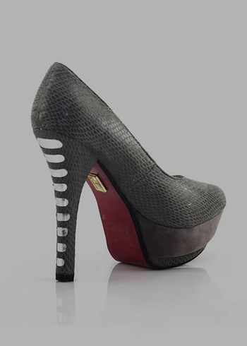 Gri Platform Topuklu Stiletto - Görsel 6