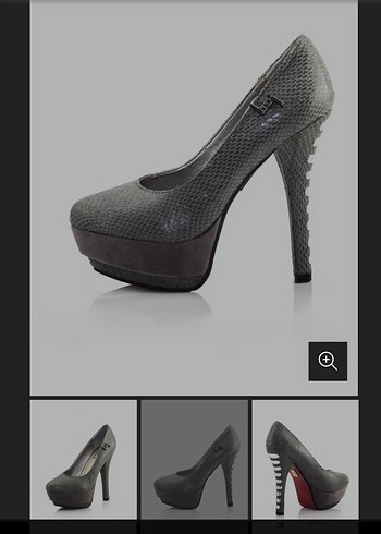 Gri Platform Topuklu Stiletto - Görsel 2