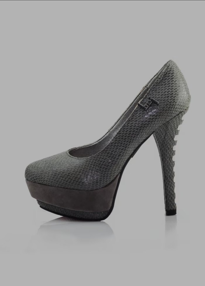Gri Platform Topuklu Stiletto - Görsel 4