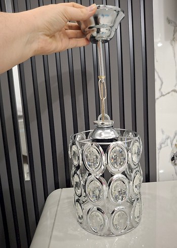 gümüş Renkli Dekoratif Kristal avize - Görsel 5