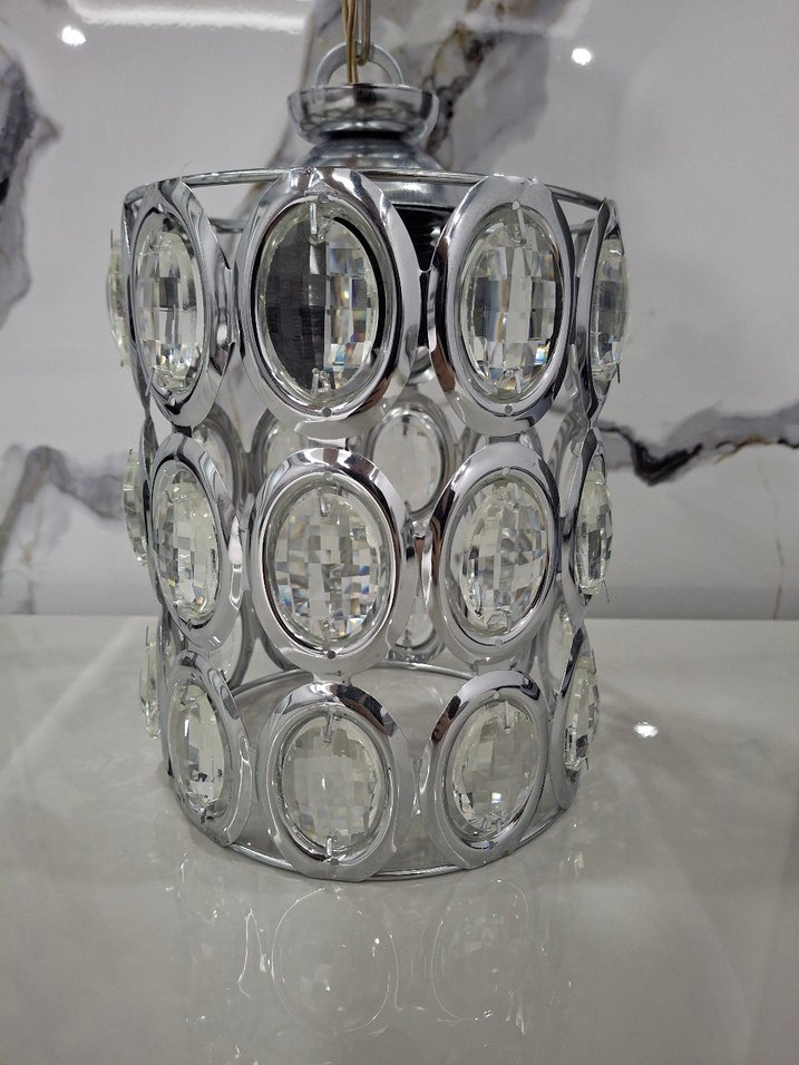 gümüş Renkli Dekoratif Kristal avize - Görsel 3