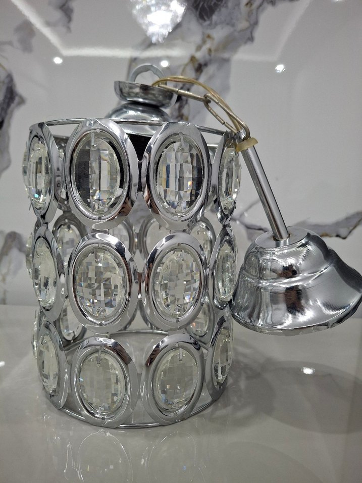 gümüş Renkli Dekoratif Kristal avize - Görsel 2