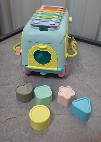 Pastel Renkli Eğitici Oyuncak Otobüs - Görsel 8