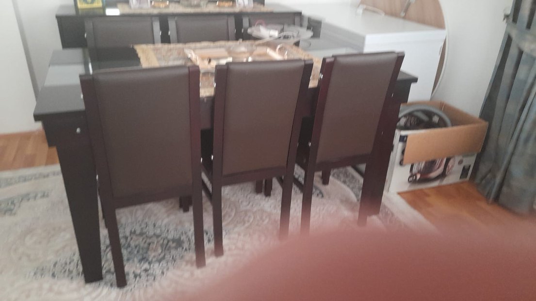 Koyu Kahverengi Ahşap Yemek Masası - Görsel 2