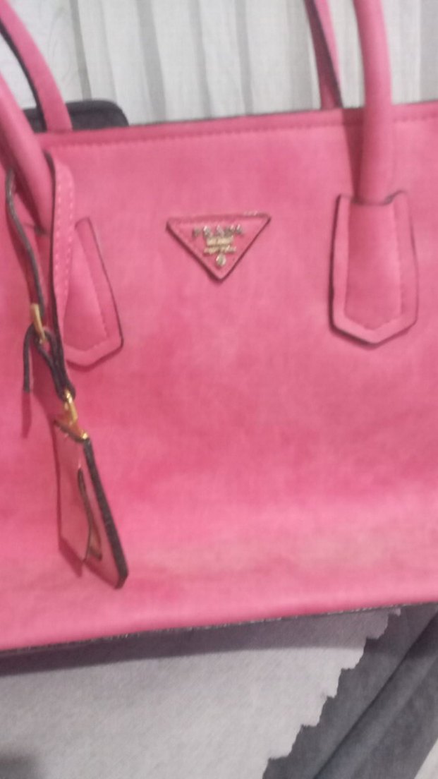 Pembe Süet Kadın Çanta Fermuarlı - Görsel 3