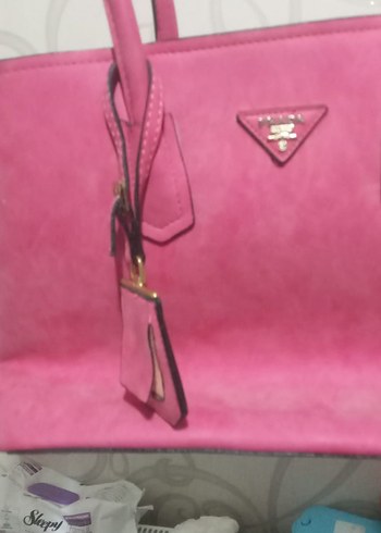 Pembe Süet Fermuarlı Kadın Çanta - Görsel 6