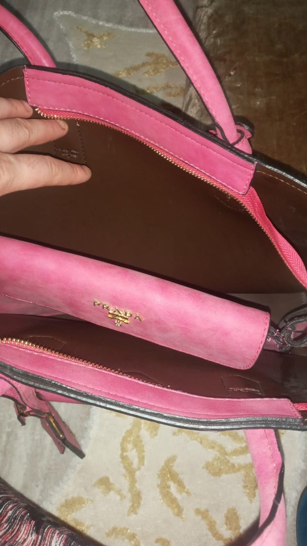 Pembe Süet Fermuarlı Kadın Çanta - Görsel 4