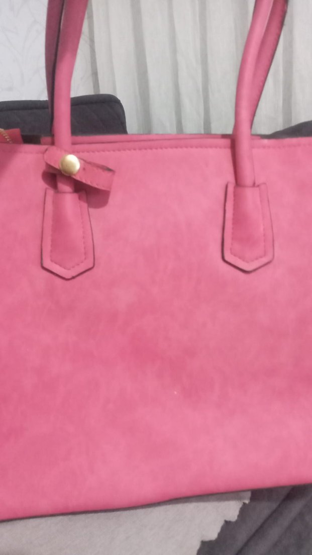 Pembe Süet Fermuarlı Kadın Çanta - Görsel 2