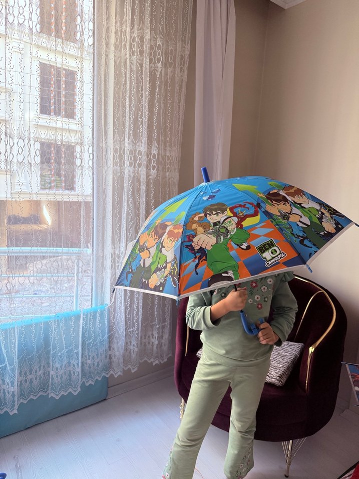 Renkli Pliseli Pop Kültür erkek çocuk Şemsiye - Görsel 2