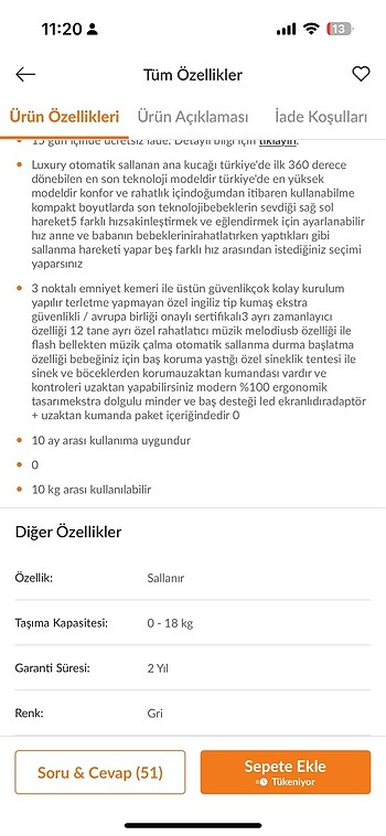 Beden Renk Garantisi devam eden iki adet YOYKO ana kucağı