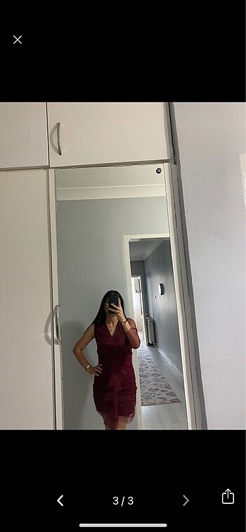 Bordo gece elbisesi - Görsel 3