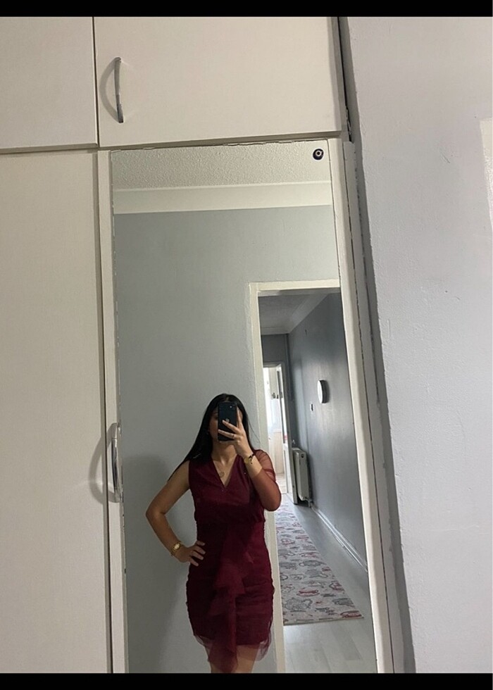 Bordo gece elbisesi - Görsel 3