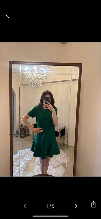 Mango yeşil şık elbise - Görsel 4