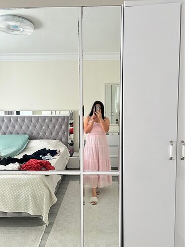 LC Waikiki Şifon uçuş uçuş astarlı toz pembe elbise