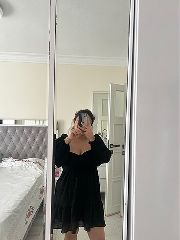 m Beden Bershka siyah mini elbise