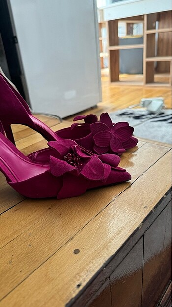 Zara Fuşya Süet Stiletto Efsane Kalıp