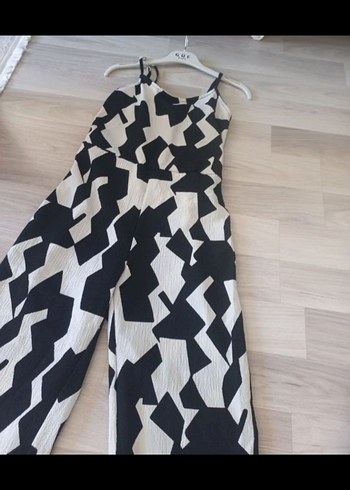 siyah beyaz desenli tulum - Görsel 2