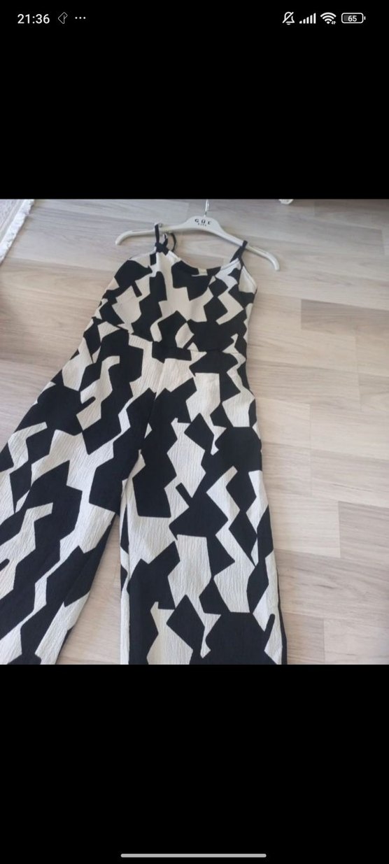 siyah beyaz desenli tulum - Görsel 2