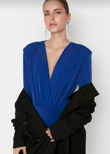 saks kruvaze yaka body - Görsel 2