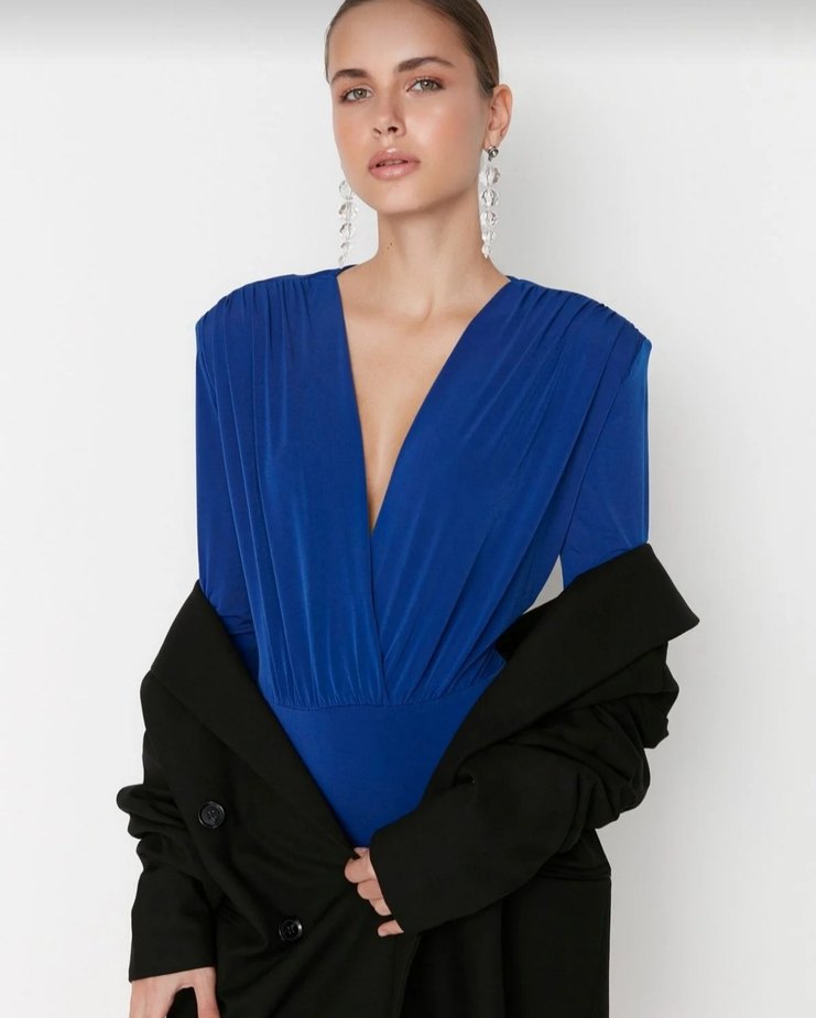 saks kruvaze yaka body - Görsel 2