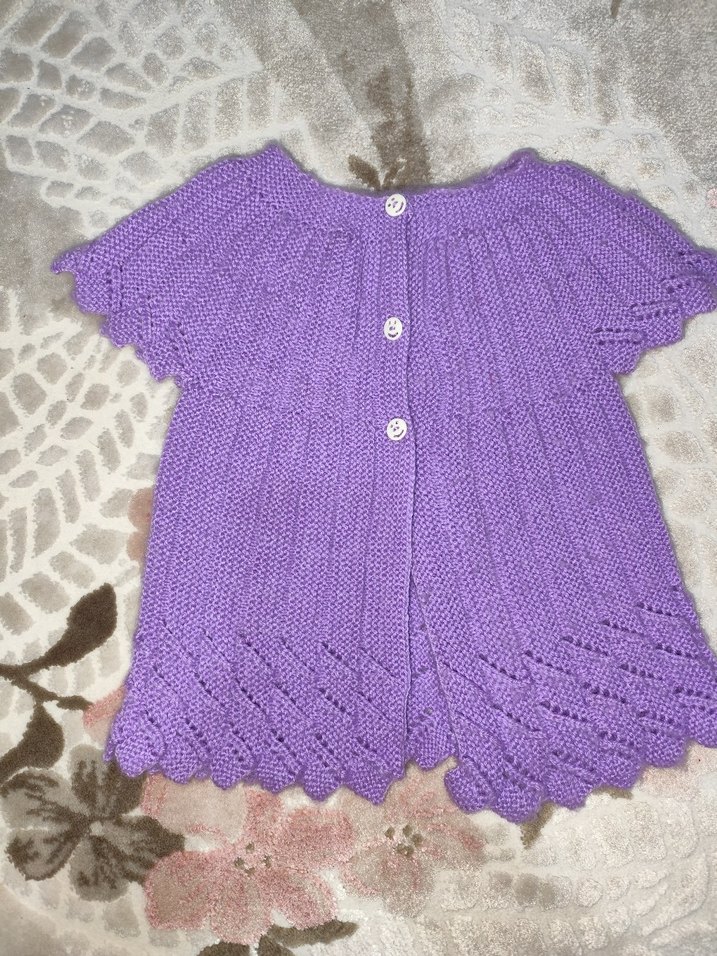Kız Çocuk Lila Kısa Kollu Örgü Hırka - Görsel 2