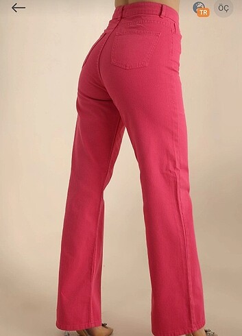 Fuşya pembe palazzo kot pantolon