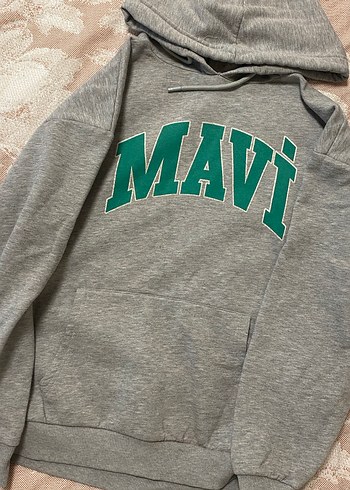 Mavi Baskılı Gri Kapüşonlu Kadın Sweatshirt - Görsel 2