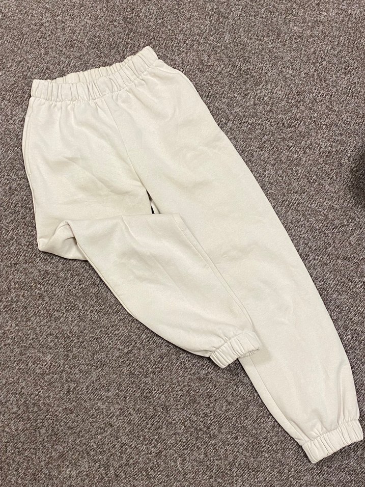 Krem rengi Kadın Pamuklu Rahat Kesim Eşofman - Görsel 3