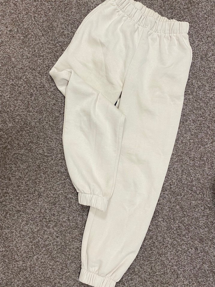 Krem rengi Kadın Pamuklu Rahat Kesim Eşofman - Görsel 2