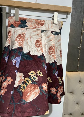 Bordo Çiçek Desenli etek - Görsel 4