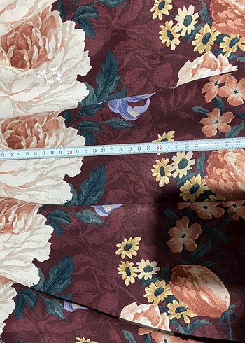 Bordo Çiçek Desenli etek - Görsel 10