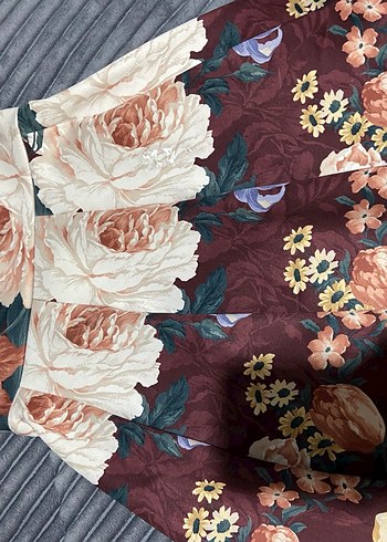 Bordo Çiçek Desenli etek - Görsel 8