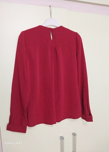 Bordo Dantel Detaylı Kadın Bluz - Görsel 4