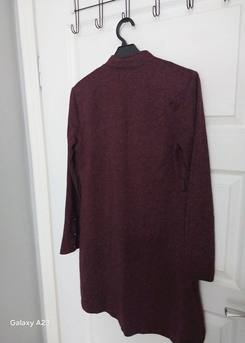 Bordo Düğmeli Midi Tunik - Görsel 3