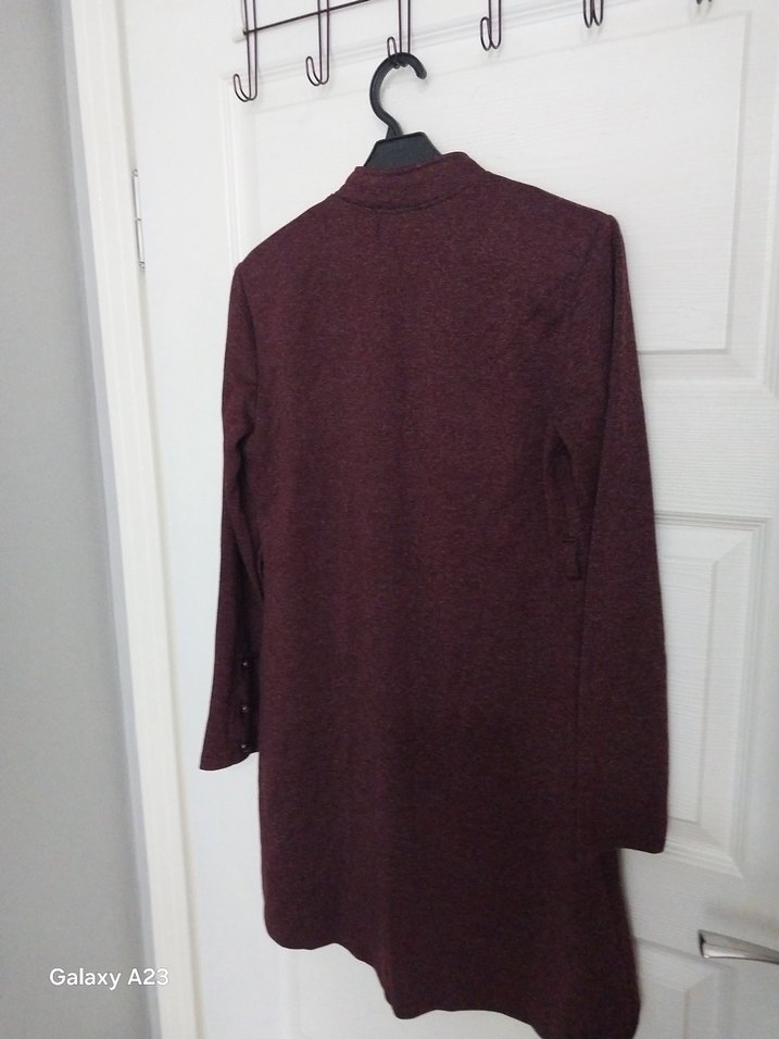 Bordo Düğmeli Midi Tunik - Görsel 3