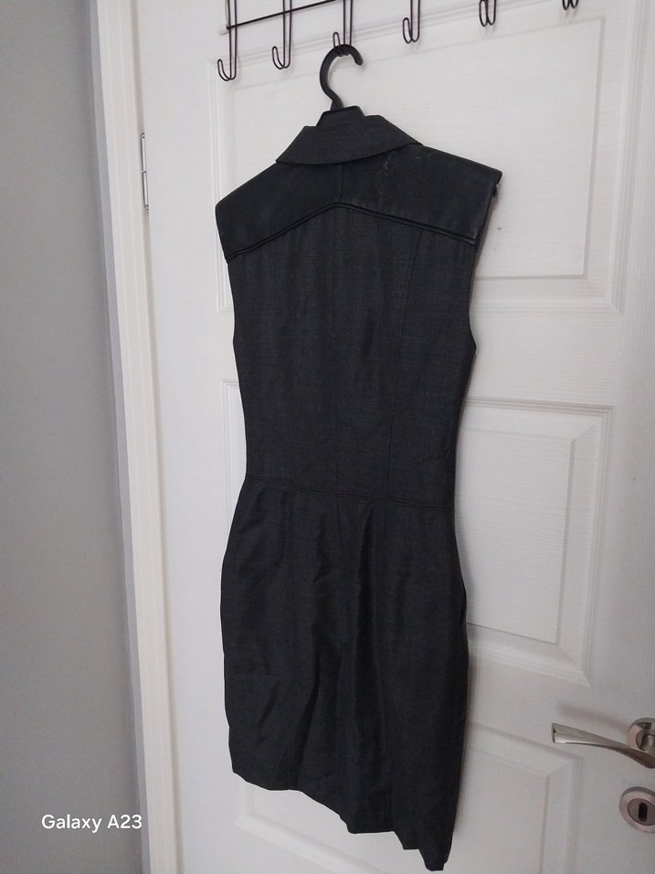 Kemerli Siyah Midi Kalem Elbise - Görsel 2