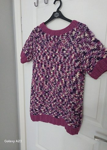 Kız Çocuk Mor Örgü Kısa Kollu Hırka - Görsel 4