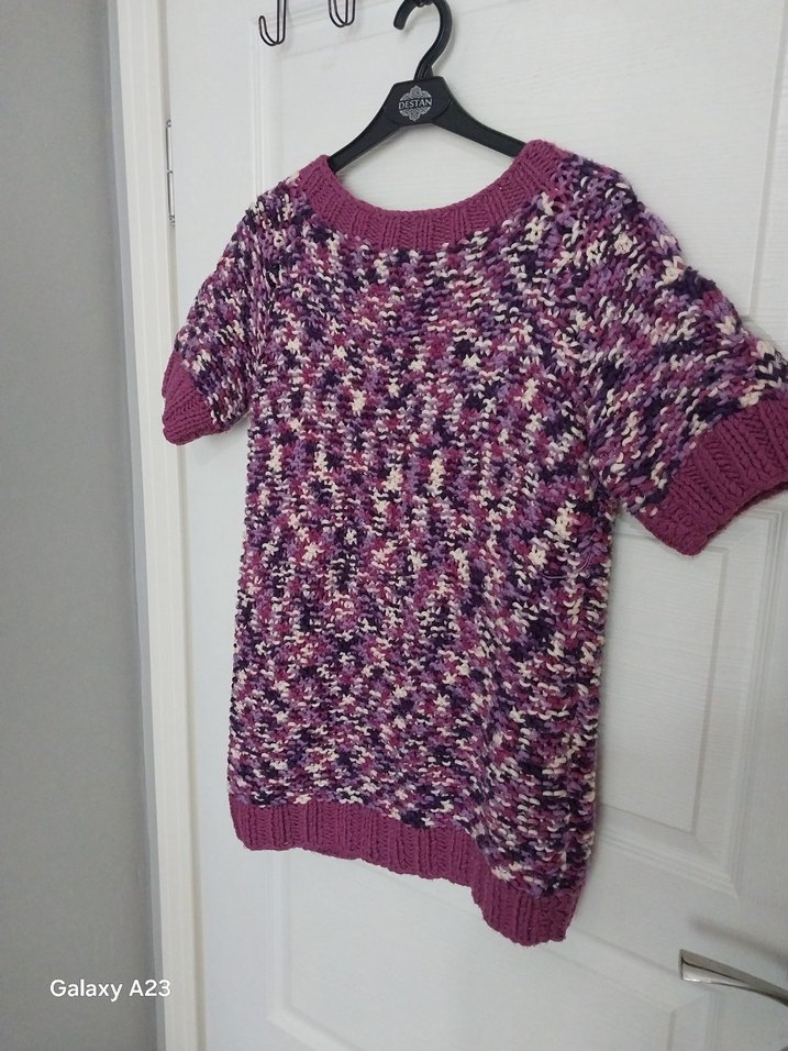 Kız Çocuk Mor Örgü Kısa Kollu Hırka - Görsel 4