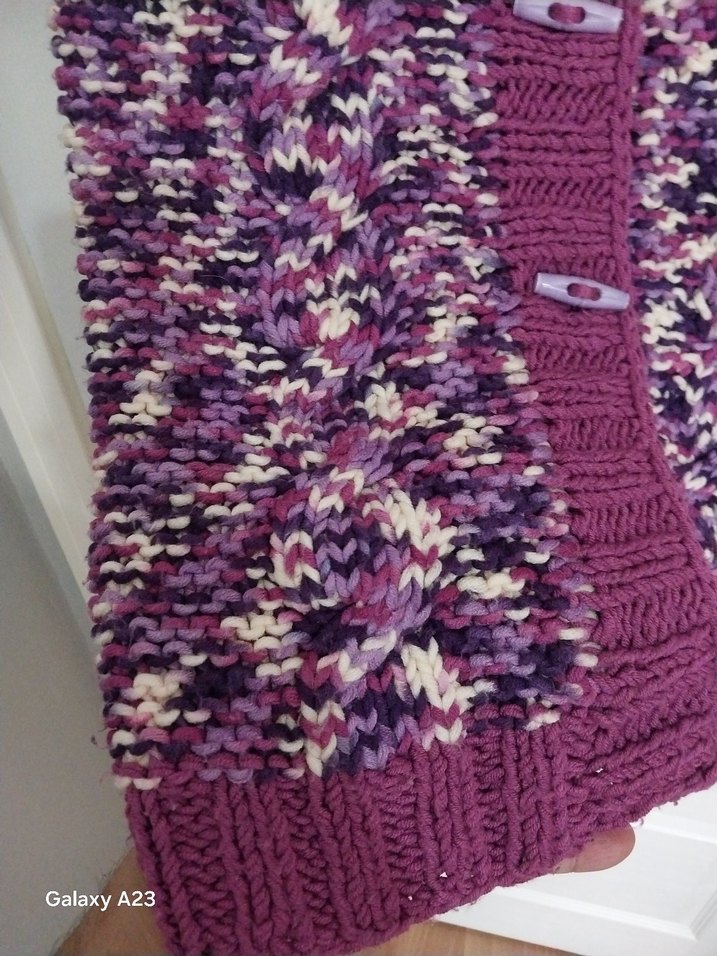 Kız Çocuk Mor Örgü Kısa Kollu Hırka - Görsel 3