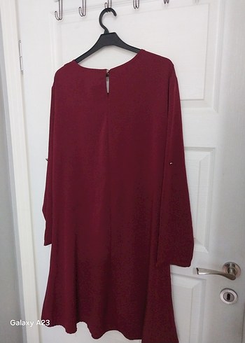 Bordo Düğmeli Uzun Kollu Midi Tunik - Görsel 3