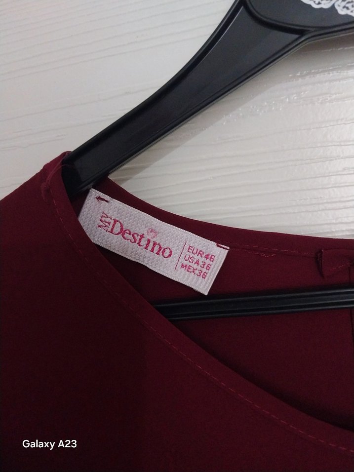 Bordo Düğmeli Uzun Kollu Midi Tunik - Görsel 2